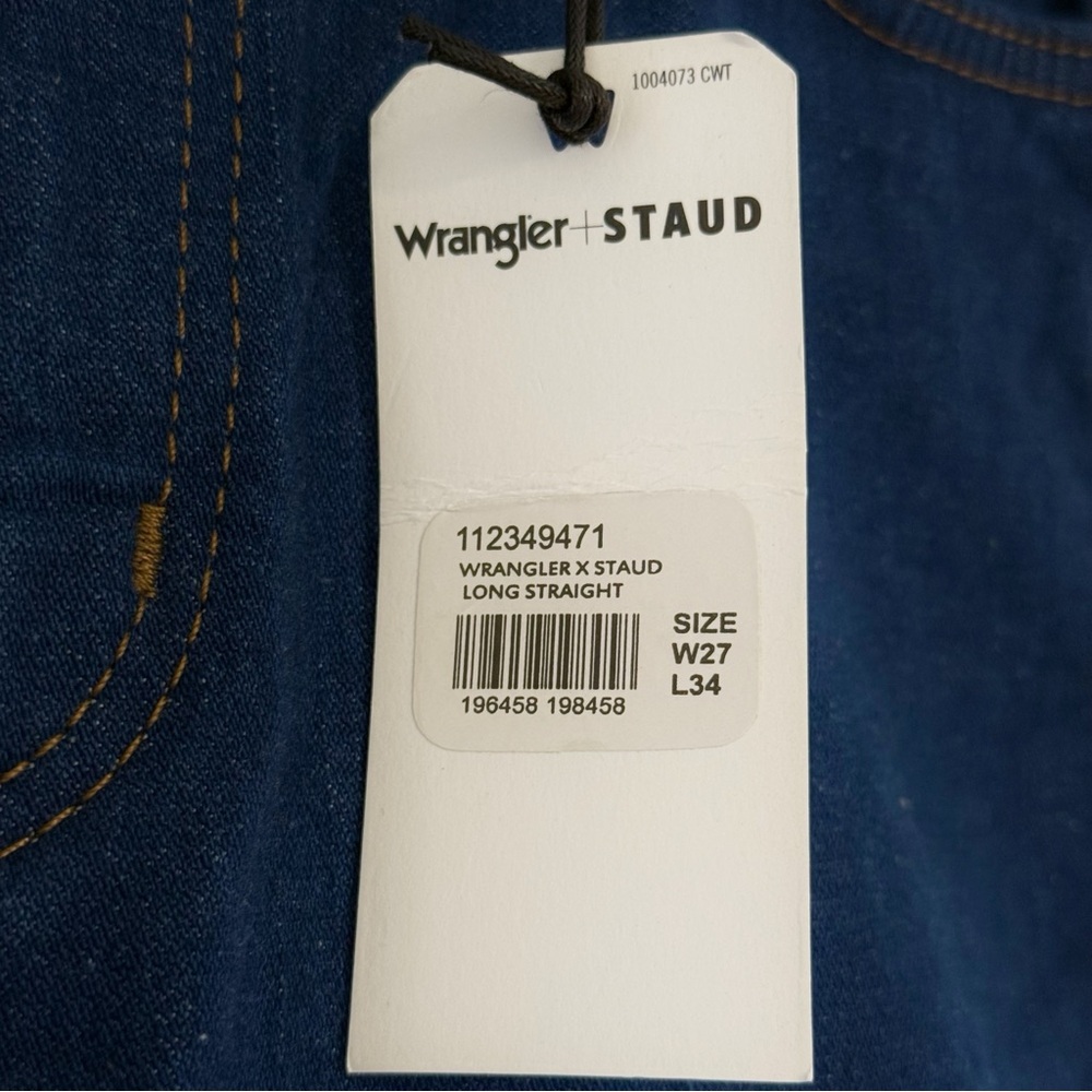 WRANGLER x STAUD DARK BLUE STRAIGHT LEG LONG JEANS - Picture 8 of 14